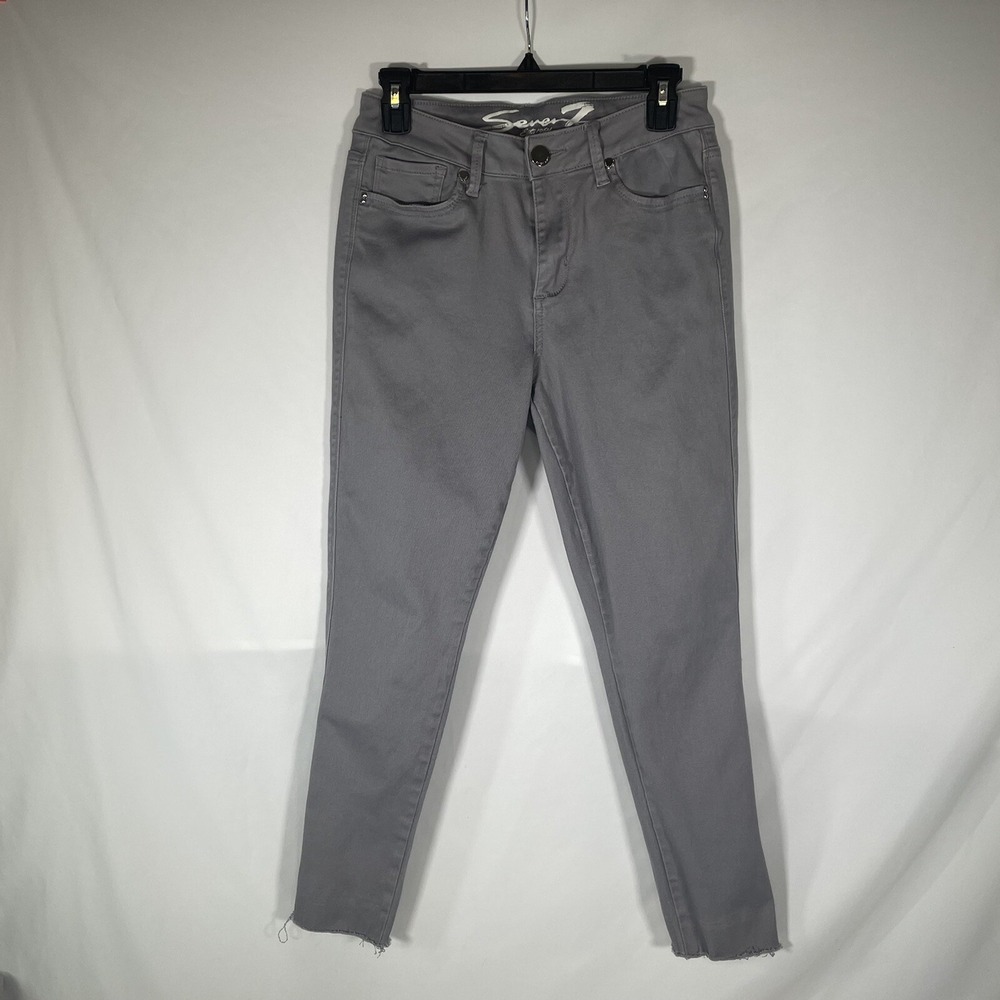 Seven7 Womens Jeans Gray Size 6 High Rise Skinny Denim Raw Hem Cropped 29x26